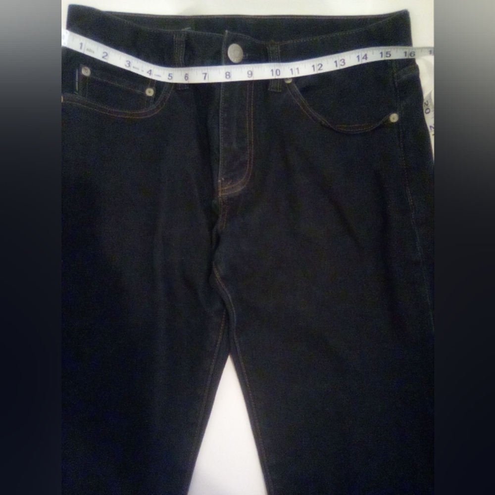 Armani Exchange A/X Straight Jambe Droite Jeans Size 31 99% Cotton Dark Blue - Picture 6 of 12